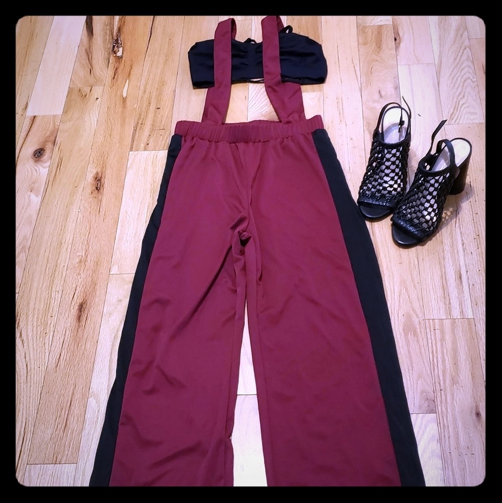 Side Slit Suspender Pant